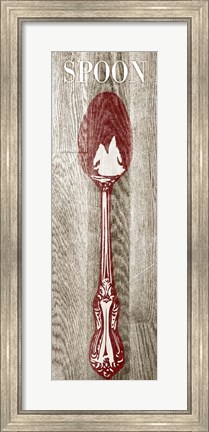 Framed Fork &amp; Spoon on Wood II Print