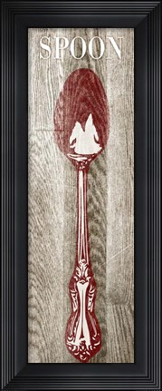Framed Fork &amp; Spoon on Wood II Print