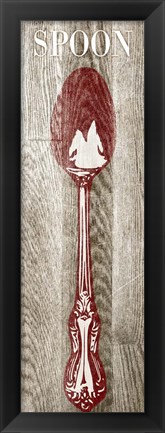 Framed Fork &amp; Spoon on Wood II Print