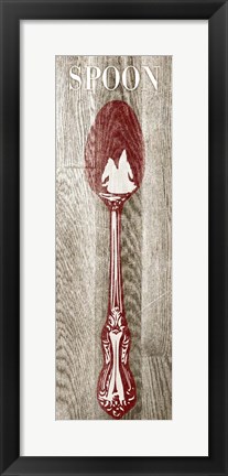 Framed Fork &amp; Spoon on Wood II Print