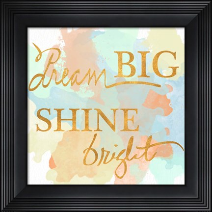 Framed Dream Big &amp; Work Hard Watercolor I Print