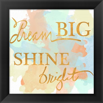 Framed Dream Big &amp; Work Hard Watercolor I Print