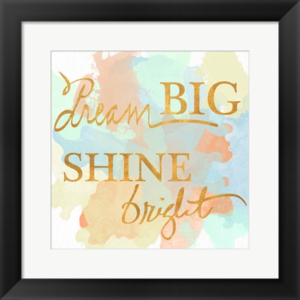 Framed Dream Big &amp; Work Hard Watercolor I Print