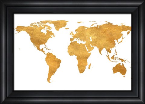Framed Gold World Map Print