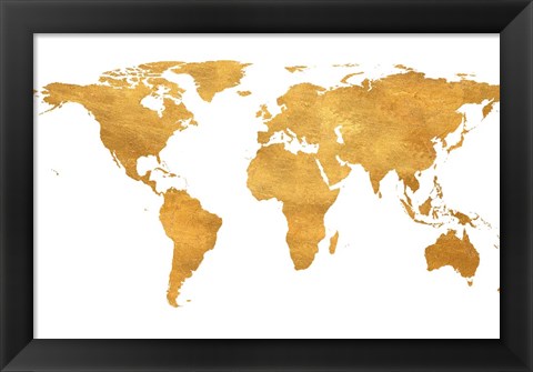 Framed Gold World Map Print