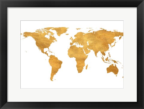 Framed Gold World Map Print