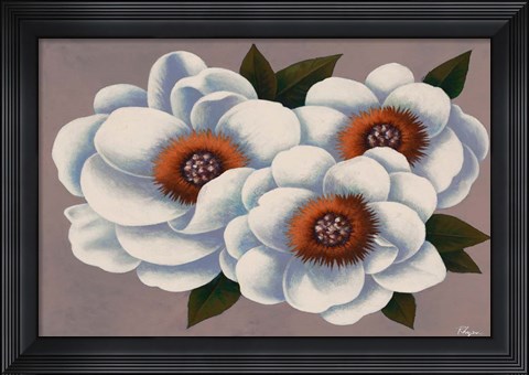 Framed Three White Flowers Print