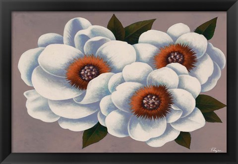 Framed Three White Flowers Print