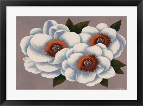 Framed Three White Flowers Print