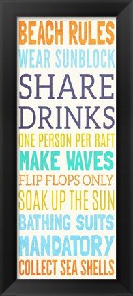 Framed Beach Rules I Print