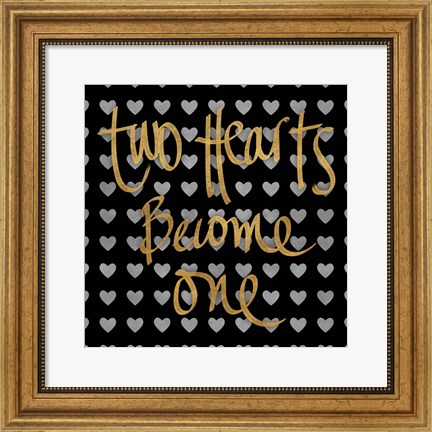 Framed Two Hearts Become One Pattern Print