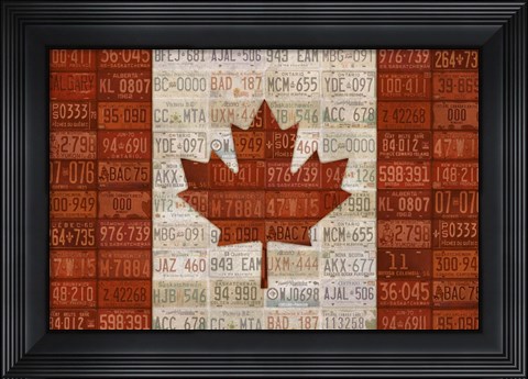 Framed Canada License Plate Flag Print