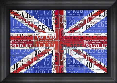 Framed Uk Flag License Plate Print