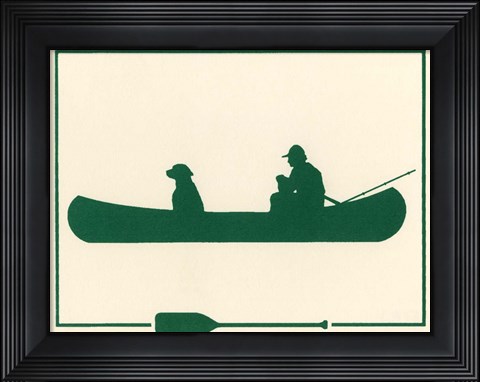 Framed Green Canoe Print