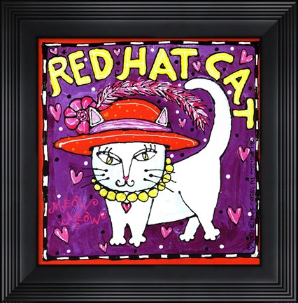 Framed Red Hat Cat Print