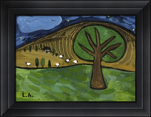 Framed Sheep in the Meadows Print