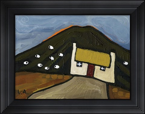 Framed Sheep on the Hill Print