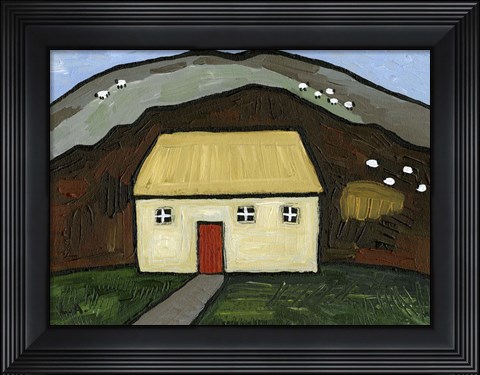 Framed Cottage with Red Door Print