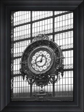 Framed Paris Clock 1BW Print