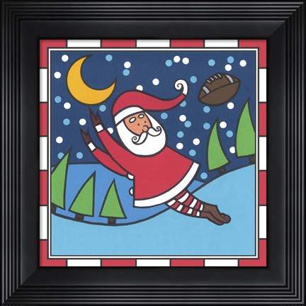 Framed Santa Football 1 Print