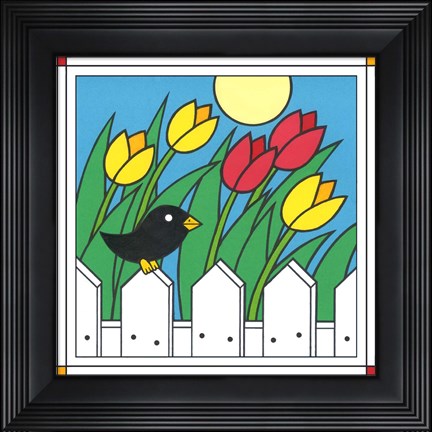 Framed Tulips With Kernel 1 Print
