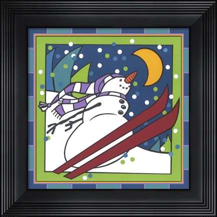 Framed Coalman The Snowman Skiing 1 Print