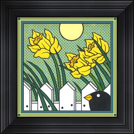 Framed Daffodils 2 With Kernal The Crow Print