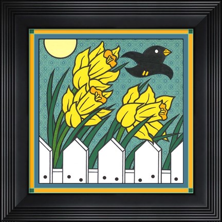 Framed Daffodils 3 With Kernal The Crow Print