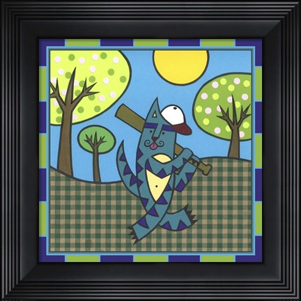 Framed Max Cat Baseball 1 Print