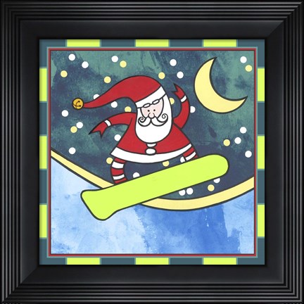 Framed Santa Claus Snowboarding 4 Print