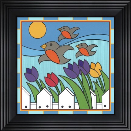 Framed Tulips 3 With Melody The Songbird Print