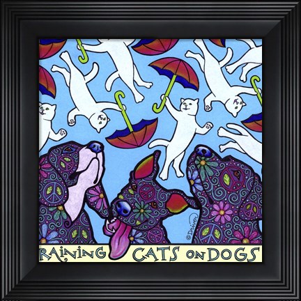 Framed Raining Cats on Dogs Print