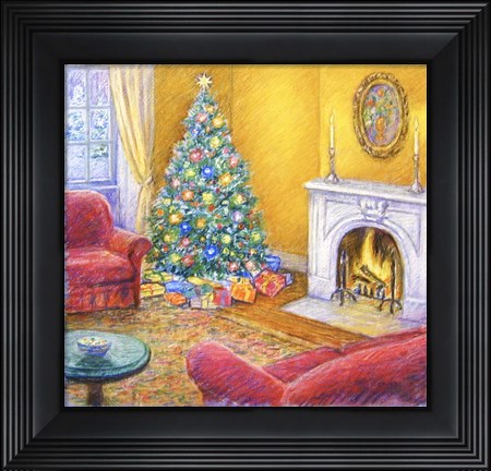 Framed Cozy Christmas Fire Print