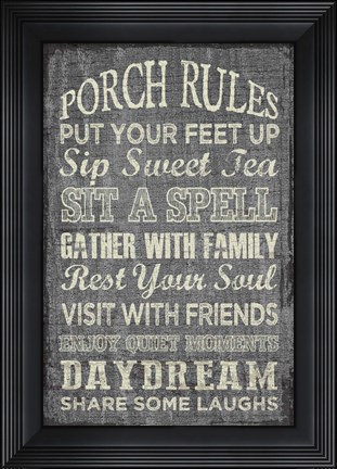Framed Porch Rules Print