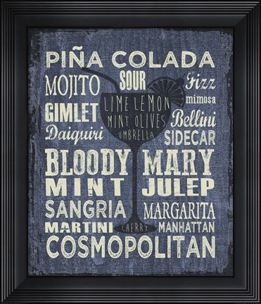 Framed Cocktail Sign III Print