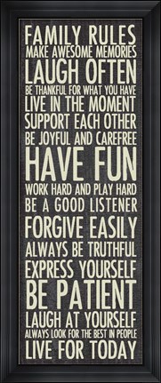 Framed Family Rules Print