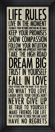 Framed Life Rules Print