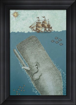 Framed Whate and Ship 2 Print