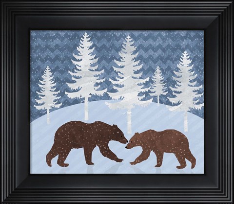 Framed Bear - Snowy Landscape Print