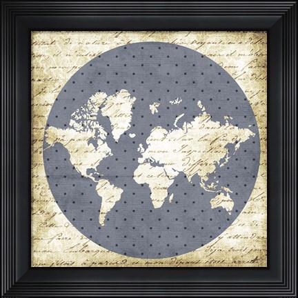 Framed World Antique Print
