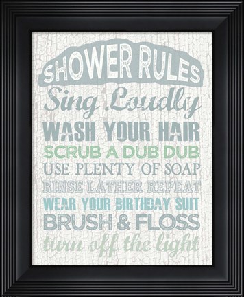 Framed Shower Rules Print