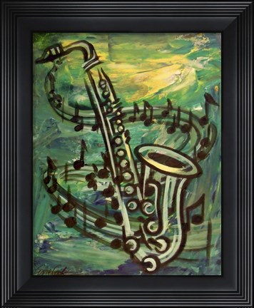 Framed Blues Solo in Green Print