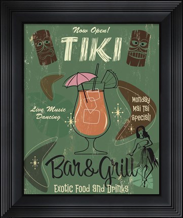 Framed Tiki Bar &amp; Grill B Print