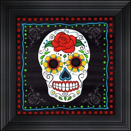 Framed Sugar Skull I Print