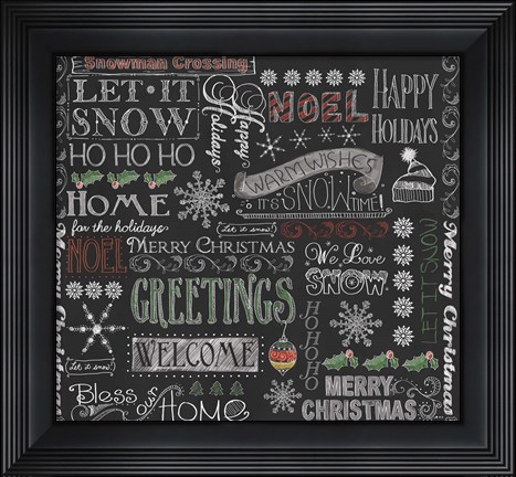 Framed Chalk Christmas Patt Print