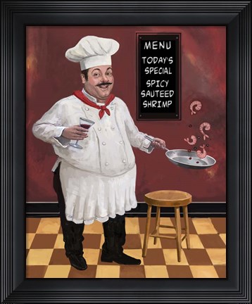 Framed Shrimp Chef Print