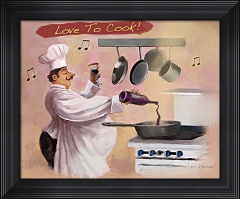 Framed Chef Wine Print