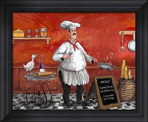 Framed Shrimp Chef Print
