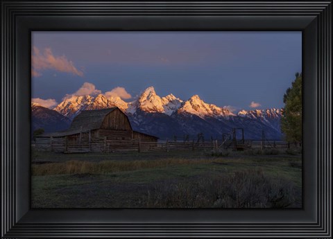 Framed Moulton Barn At Sunrise Print