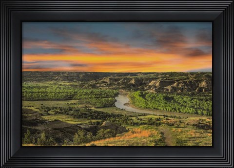 Framed Sunrise At River Bend Overlook Print